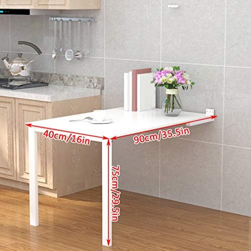 Invisible Wall Mounted Drop Leaf Floating Home Office Workbench Desk Painting Table with Screws (90x40cm/35.5x16in)