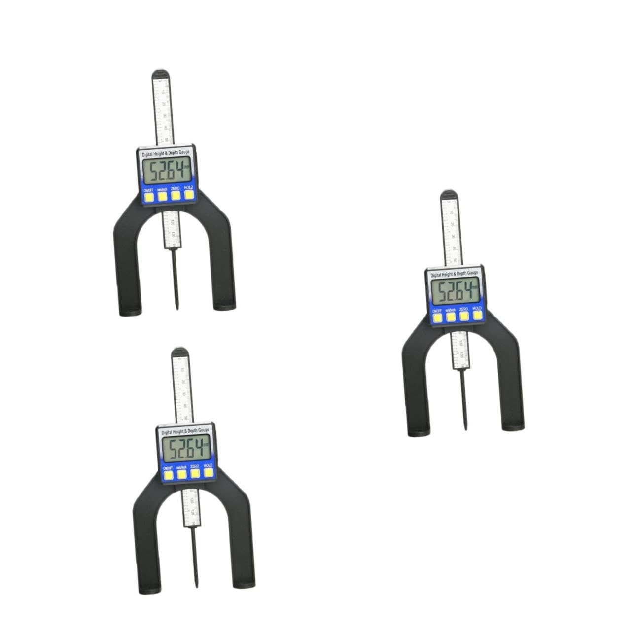 Cabilock 3pcs Digital Depth Gauge LCD Height Calipers Metric Imperial Magnetic Feet Router Table Tool