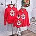 Produktbild CIDCIJN Familien Schlafanzug Pyjama Set,Familie Passende Kleidung Weihnachten Sweatshirt Cartoon Hirsch Print Langarm Eltern-Kind Hoodie Pullover Tops Baumwolle Pullover, Kind 120Cm