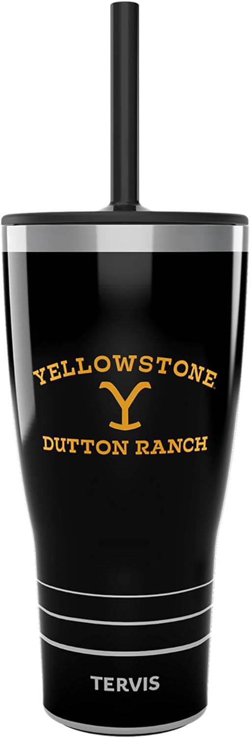Tervis Traveler Yellowstone Dutton Ranch Triple Walled Insulated Tumbler Travel Cup Keeps Drinks Cold & Hot, 30oz - with Straw Lid, Stainless Steel
