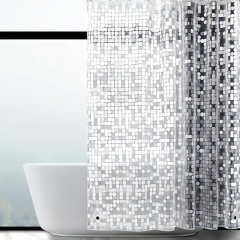 WELTRXE Waterproof EVA Shower Curtain with Magnets Cover