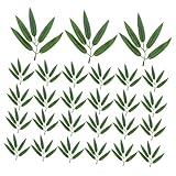 QUMIIRITY Hojas De Bambú Artificiales Verdes, 100 Unidades, Material Plástico Duradero, Decoración para Hogar y Jardín, Adecuado para Fiestas y Eventos, Adorno Vegetal Naturalista Simulación