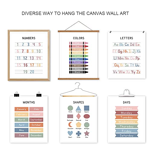 Unxis Set Of 6 Alphabet Poster, Abc Chart, Number Chart Educational Posters For Classroom Homeschool Preschool Supplies, For Kids Ages 3-5 Baby Girl Nursery Wall Decor. #TOP6