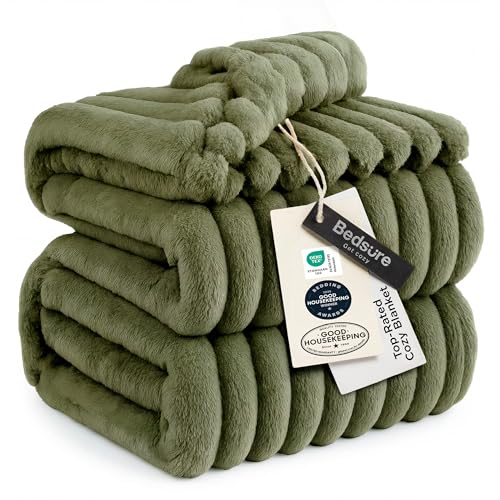 Bedsure GentleSoft Moss Fleece Queen Blanket for Couch - Cozy Soft Blankets for Women, Cute Small Throws for Girls, 90x90 Inches