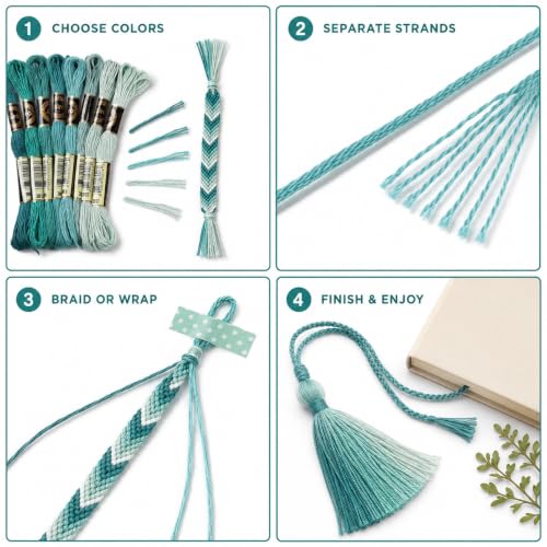 Image of FASHEWELRY 70 Yards Handmade Polyester Embroidery Floss Crewel Cross Stitch Threads 0.5mm 6-Ply Embroidery Thread Bulk for Beginners Adult DIY Sewing Knitting Supplies (Light Sea Green)