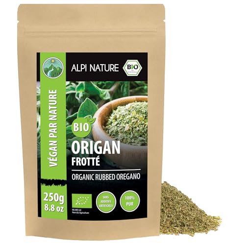 Alpi Nature Origan Séché BIO 250g, Origan bio Frotté pour la Cuisine, les Pâtes et la Pizza