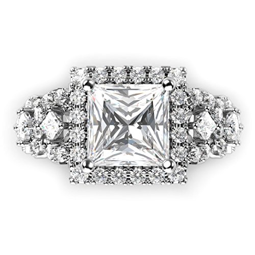 Metal Factory Sterling Silver 925 Princess Cut CZ Cubic Zirconia Halo Engagement Ring3