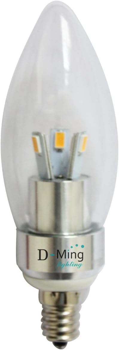 DMingLighting E12 LED Light Bulb Lamp 3w Warm White Bullet Top LED Chandelier Bulb