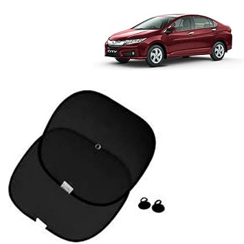 RD Universal Car Side Window Stick On Curtain Chipkoo Sunshade with Vacuum Cups Set of 2 Black Compatible for Honda City i-VTEC