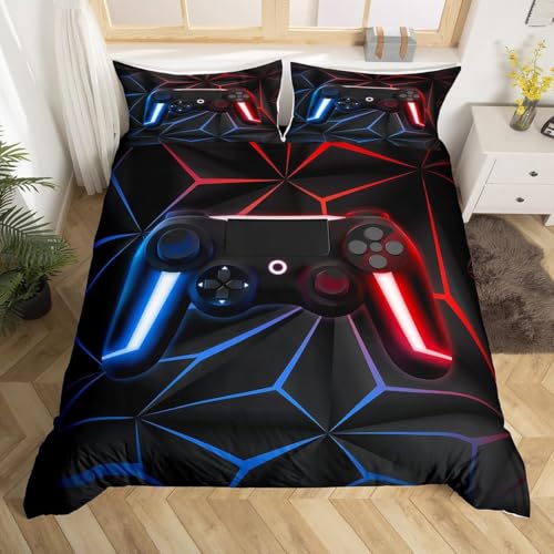 Homewish Housse de Couette 240 x 260 Gamer Garcon, Sets de Housses de Couettes Console de Jeux pour Jeune Homme, Parure de Lit Jeux Géométrique, Couvre Lit...