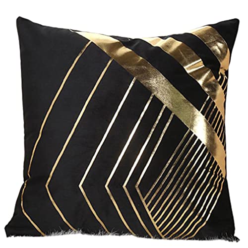 モダンな幾何学的なベルベットスローピローケースメタリックホットスタンピングストライプ抽象パターン高級テクスチャードクッション Cov ソファクッションカバー L 字型