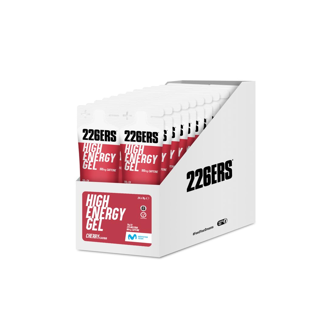 226ERS High Energy Gel, Gel Energético Deportivo con Cafeina, Cereza 24x76g