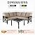 NATURAL EXPRESSIONS 6 Pieces Patio Furniture Sets,Outdoor Furniture Sets Metal Patio L Shape Sectional Couch Sofa Conversation Sets with 6.5" Shale Cushions,HighBack Hand-Brush Black Frame