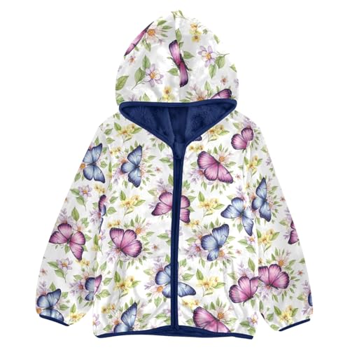 CHIFIGNO Butterflies Flowers Toddler Winter Coat Warm Winter Jackets for Toddler Boy 3T