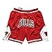 HANJIAJKL Herren Basketball Shorts Chicago Bulls Retro Basketball Shorts, Stickerei,Schnelltrocknend Fabric Casual,Rot,L