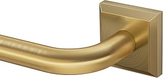 Brushed Gold Curtain Rods for Windows 66-120 Inch (5.5-10ft), Heavy Duty Wrap Around Blackout Curtain Rod, Long Adjustable Room Darkening Drapery Rod for Bedroom, Living Room & Sliding Door
