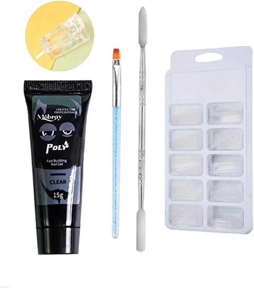 Anself Nails Extension Gel Kit, 15ml Quick-drying Nail Gel + 100Pcs Nail Art Tips Mold + Nail Clip + Nail Cuticle Pusher + Therapy Pen, Nail Gel Kit, Nail Builder Gel Kit
