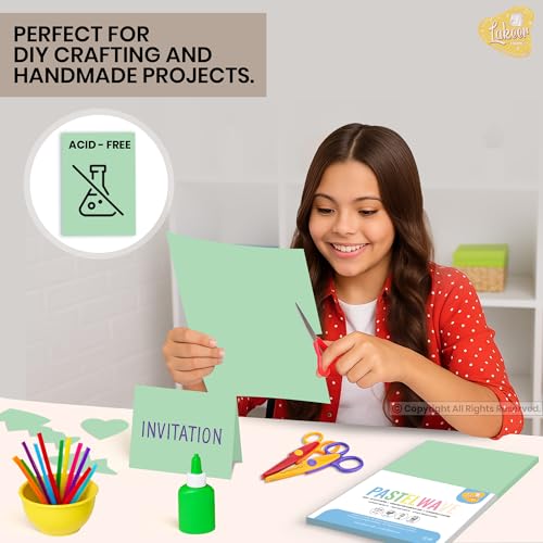 Image of Lakeer A4 Pastel Color Paper- Pastel Green Colour, Pack of 50 Sheets | 150 GSM Thick for Arts and Crafts, Printing, DIY Projects, Etc