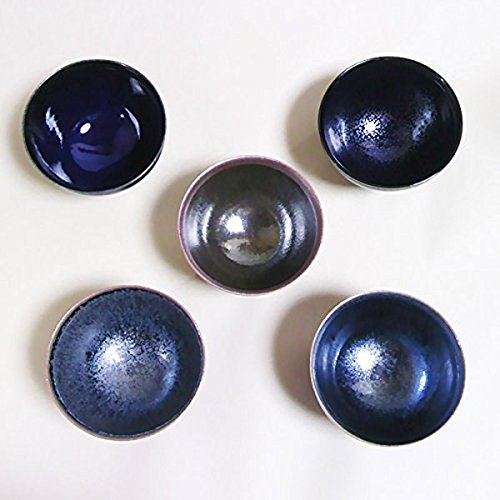 鎌田幸二☆天目五種湯碗 鎌田幸二作 油滴酒盃 双 清水焼