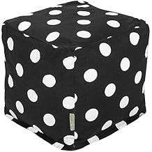 Majestic Home Goods Black Large Polka Dot Indoor Bean Bag Ottoman Pouf Cube L W x 17" H, 17" x 16" x 16",