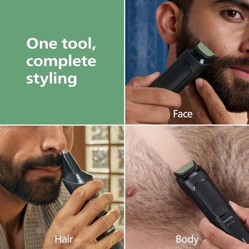 Image of Philips India's No.1 Men's Trimmer | Single stroke beard trimming | 9-in-1 All in One Grooming Kit- Face, Hair & Body| Ear /Nose Trimmer attachment | Intimate Comb | 2+3yrs* warranty | MG3927