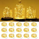 SmilingTown Fairy Lights Battery Operated 15 Pack 7.2ft 20 LED Starry Firefly Silver Wire String Lig