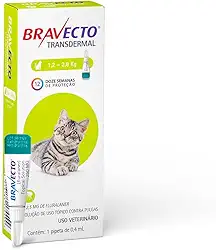 Bravecto® Gatos Transdermal 112,5mg - Antipulgas - Gatos de 1,2 a 2,8kg - 1 Pipeta 0,4ml - MSD Saúde Animal
