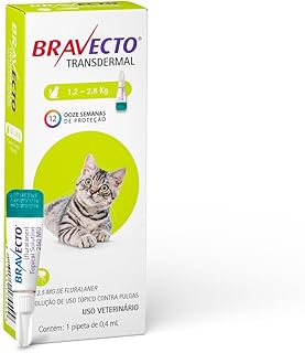 Bravecto® Gatos Transdermal 112,5mg - Antipulgas - Gatos de 1,2 a 2,8kg - 1 Pipeta 0,4ml - MSD Saúde Animal