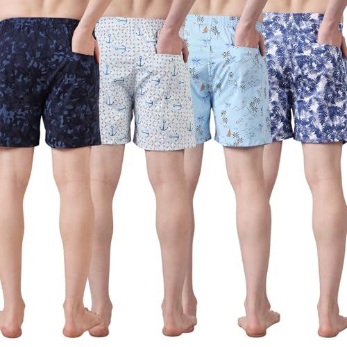 Image of Urban Scottish Ultra-Comfortable Men's Boxer Pants (Pack of 4), 100% Cotton with Stylish Print, Soft & Stretchy Elastic Waist Band, Dynamic Movement & Hardwearing Stitching,Breathable Gentle Snug Fit