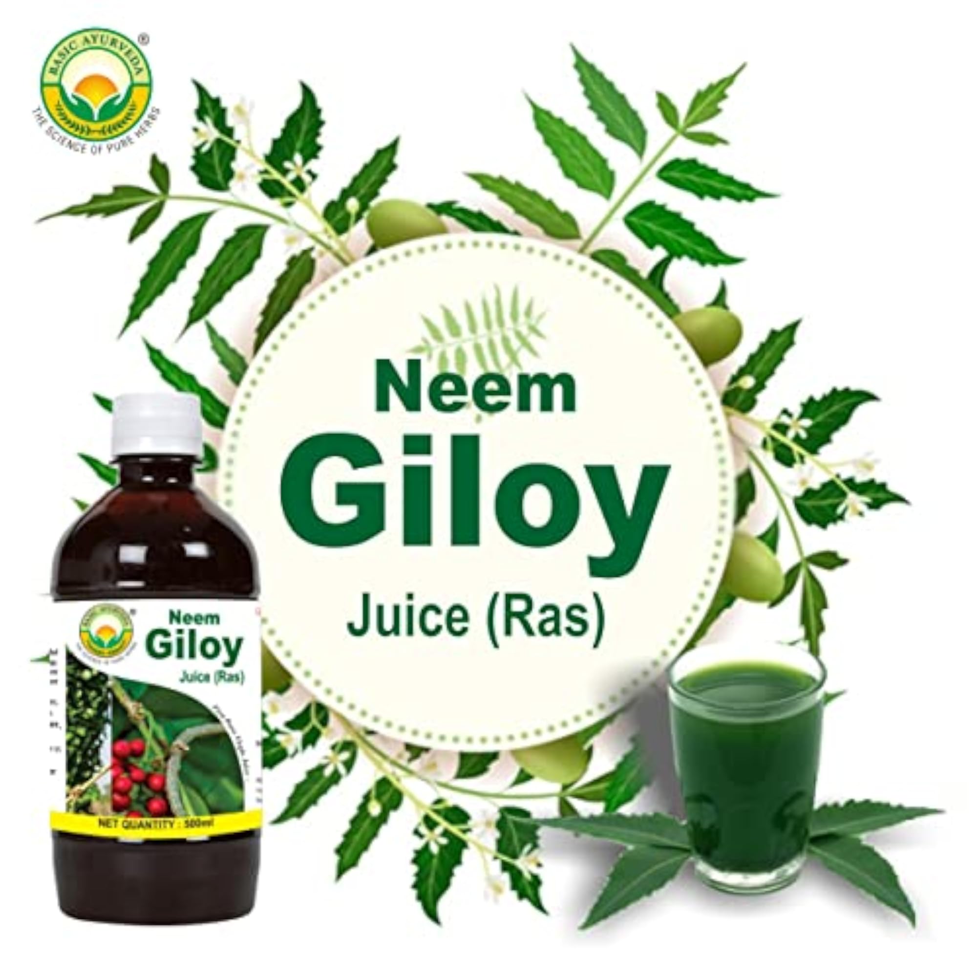 BASIC AYURVEDA Neem Giloy Juice (Ras) 500 Ml