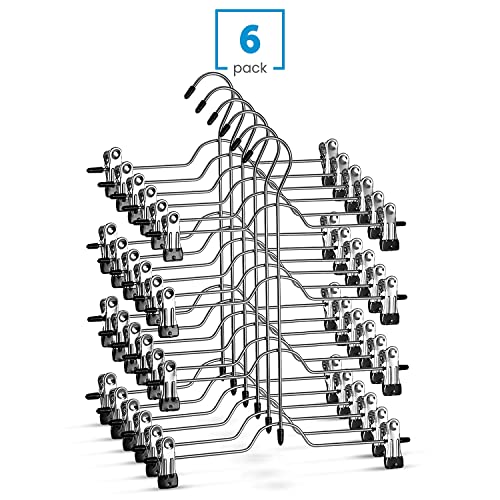 Zober 4-Tier Skirt Hangers With Clips - Metal, Non-Slip Space Saving Pants Hangers W/Adjustable Clips & Swivel Hooks - Skirt Hangers For Women (6-Pack) #TOP2