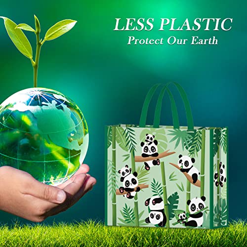 NymphFable 5 Pack Reusable Shopping Bags - Panda Bamboo Grocery Tote, Waterproof Gift Bag, 50LBS, L, 17.7" x 15" 5" - Image 4