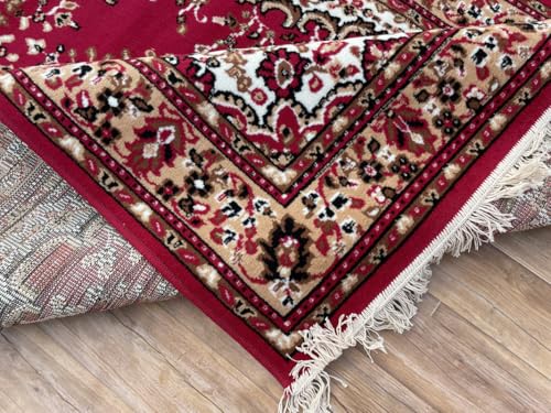 Image of TTC THREAD & TEXTURE CARPET Traditional Comfort: Power-Loomed Carpets for Living Room- Every Space Area Rug Color Red Size 7x10 Feet (210x300cm)