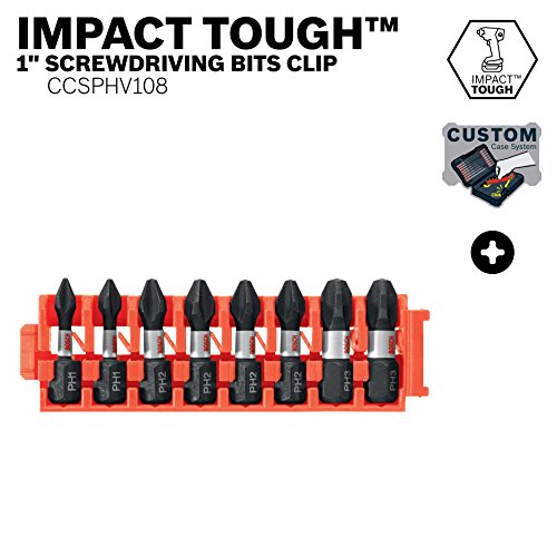 Image of BOSCH CCSPHV108 8-Piece Assorted Set 1 In. Impact Tough Phillips Insert Bits with Clip for Custom Case System