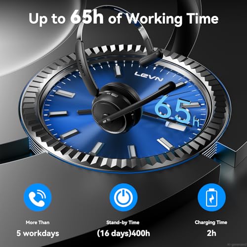 Wireless Headset with Mic for Work, Bluetooth Headset(Charging Base & Mute) | AI Noise Cancelling Mic, USB Dongle, 65H Wireless Headphones with Mic for Work from Home/Office/PC/Call Center/Teams/Zoom - image 5