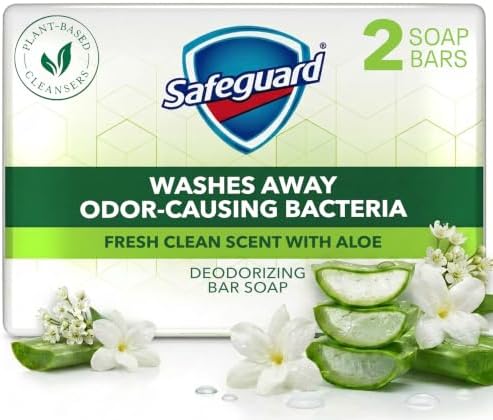 Safeguard Micellar Deep Cleansing Bath Bar Soap, Washes Away 99 Percent of Bacteria, Leaves Skin Soft, Made with Plant Based Cleansers, Fresh Clean Scent with Aloe, 3.2 oz (2 Count)