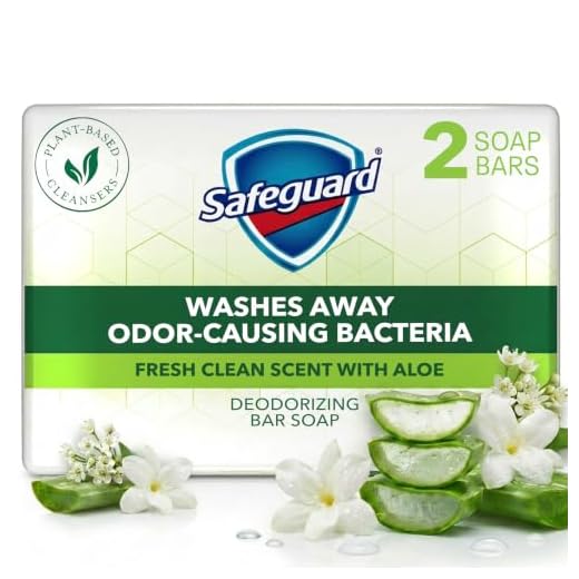 Safeguard Micellar Deep Cleansing Bath Bar Soap, Washes Away 99 Percent of Bacteria, Leaves Skin Soft, Made with Plant Based Cleansers, Fresh Clean Scent with Aloe, 3.2 oz (2 Count)