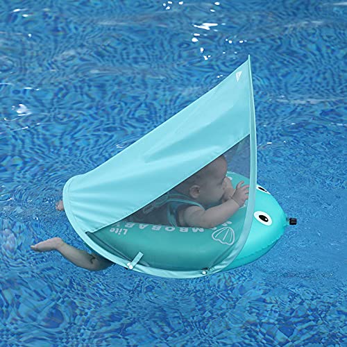 HECCEI Newest Compressible Folding Mambobaby Baby Self-Inflating Float with Sun Canopy – Green