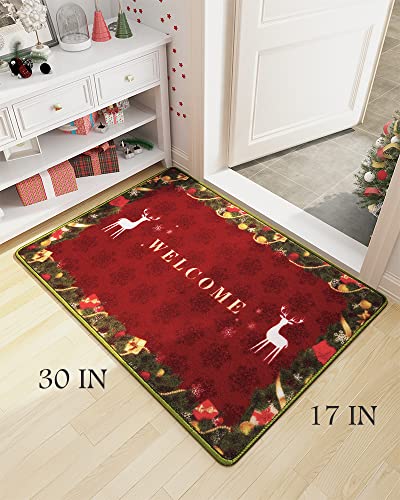 Merry Christmas Door-Mat Outdoor Easy To Clean Front Door Mat Durable Christmas Doormat Wear-Resistant Outdoor Indoor Welcome Mat Christmas Decorative Holiday Door Mats For Garage Outside Entry #TOP1