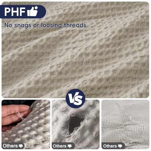 PHF Ultra Soft Waffle Weave Pillow Shams King Size, No Insert, 2 Pack 20\" x 36\" Pillowcases,Breathable & Skin-Friendly Pillow Cases, Stylish Decorative Bed Pillow Cases Covers, Light Taupe/Linen