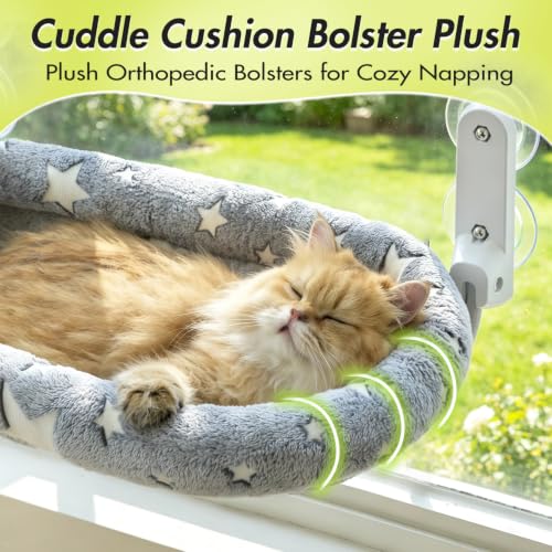 Image of Zoratoo Glow in the Dark Cat Window Perch, Foldable Cordless Pet Hammock, M