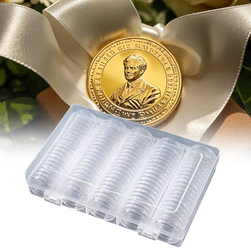 Protectores de monedas con junta ajustable y caja expositora para coleccionistas 7