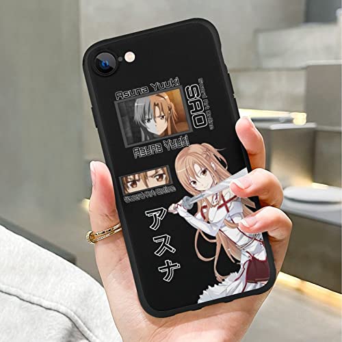 Staremeplz Ultra Thin Black Slim Shockproof Matte Tpu Silicone Back Protection Clear Cover Phone Case For Samsung Galaxy A52 5G Color08 Sword Anime Yuuki Asuna Girl Art #TOP4