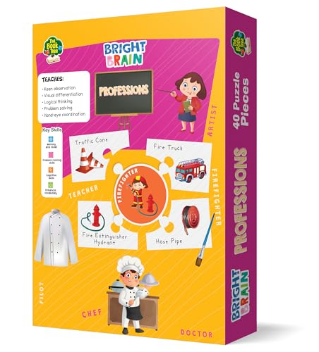 Image of The Book Tree Bright Brain Professions Puzzle - Discover & Match 40 Profession Pieces - Fun Educational Toy for Kids Age 3+ - Gift Box by Majestic Book Club