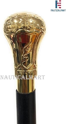 Miniatura 7 de Réplica de Bat Masterson latón perilla mango bastón para caminar