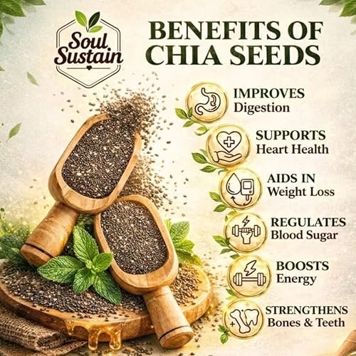 Image of Chia Seeds Raw Superfood 100 GM - Omega‑3 ALA Rich, High Fiber Nutrition, Plant Protein Boost, Gut Health Support, Diet Friendly, Smoothies & Puddings, Baking & Meal Toppers, Seeds for Daily Use