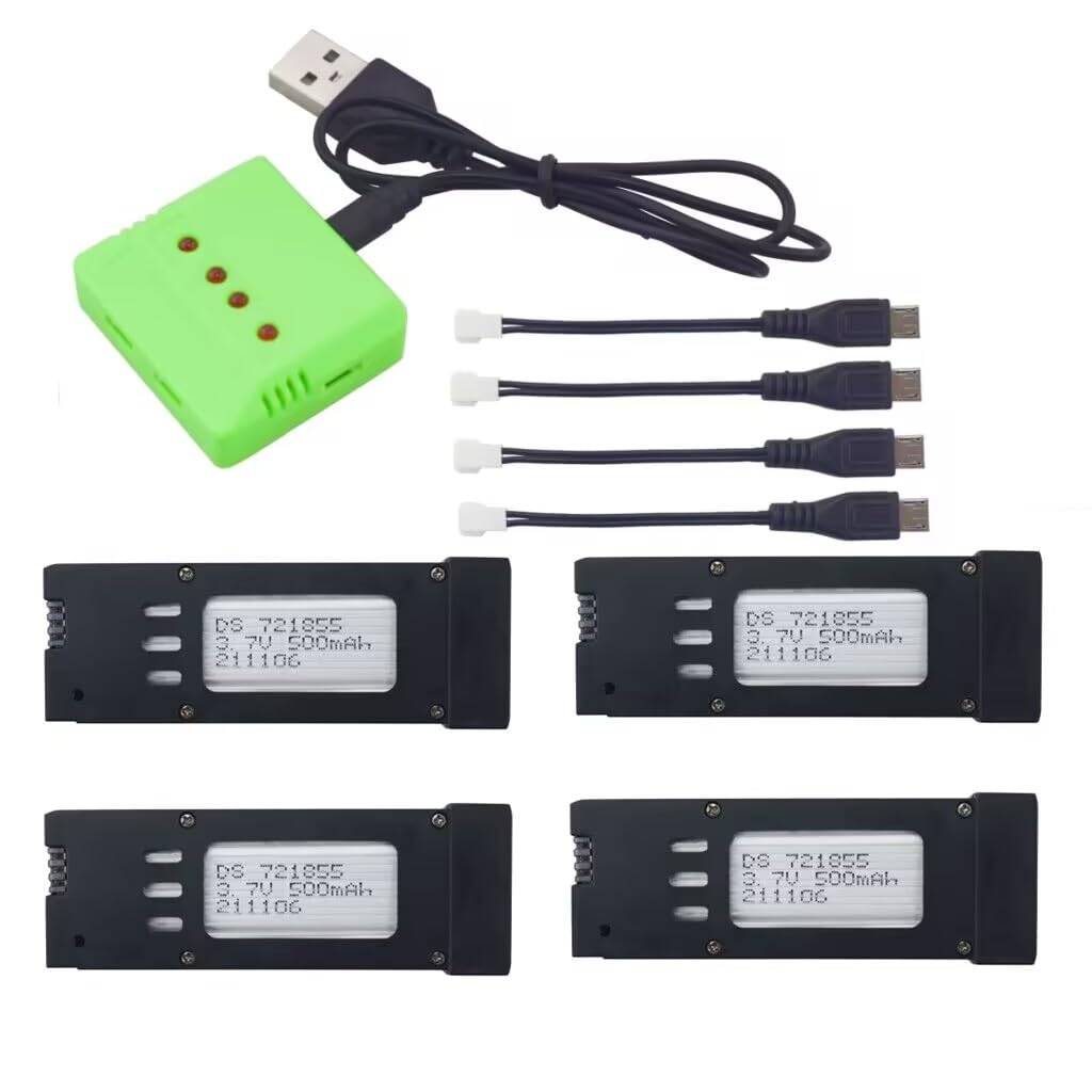 4PCS 3.7V 500mAh Lithium Battery with 4 in 1 Charger for E58 S168 JY019 Folding Quadcopter Parts Aerial Photography RC Drone Battery