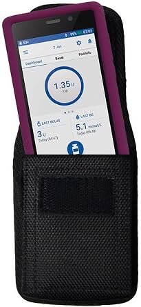 Premium Large Pouch Case Not Include Silicone Cover for Omnipod Dash PDM with Protective Cover Black/Vertical/L2