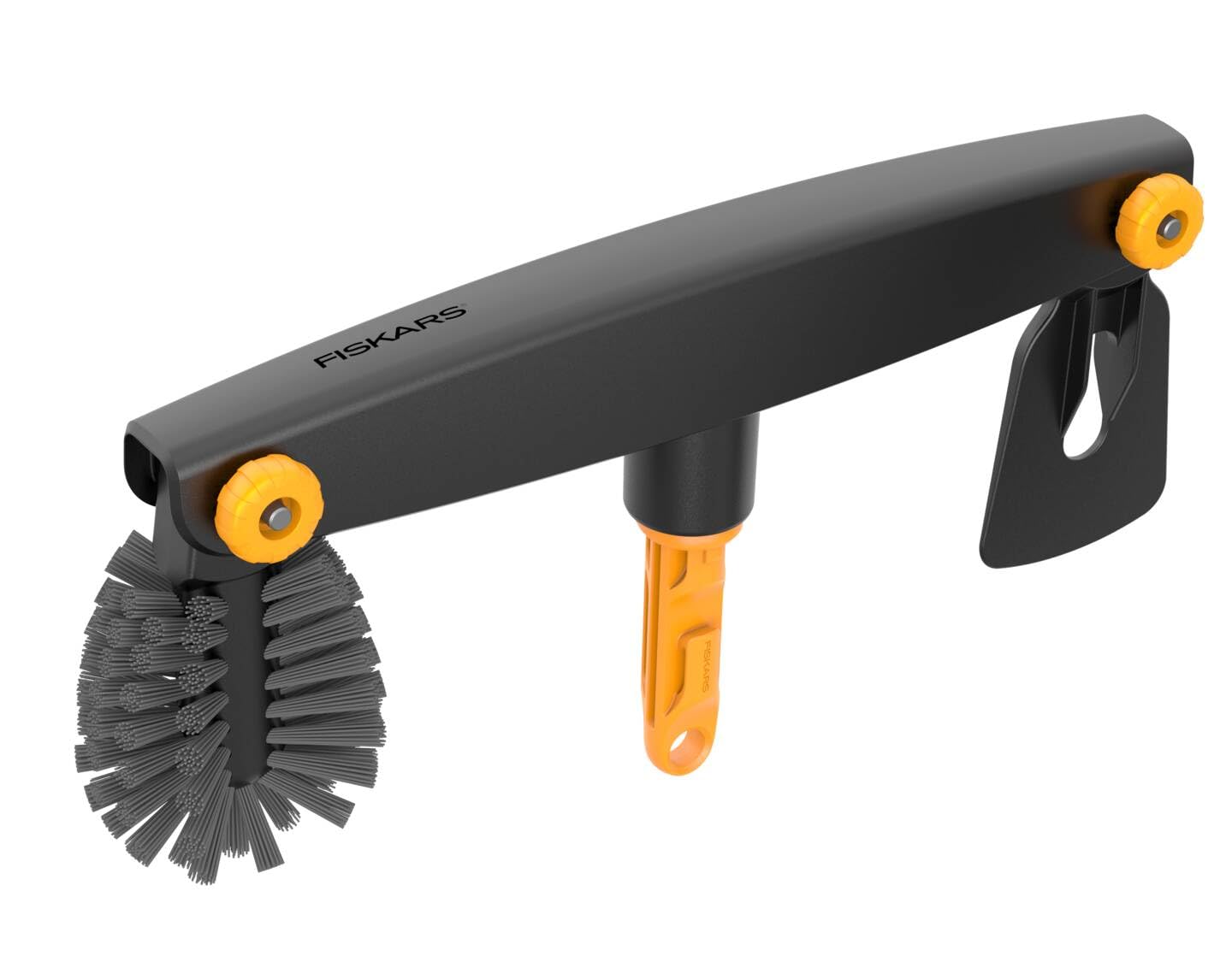 Fiskars Oneclick Pulitore per Grondaie, Accessorio con Raschietto e Spazzola, Cambio Un Clic, Angolo Regolabile, Nero/Arancione