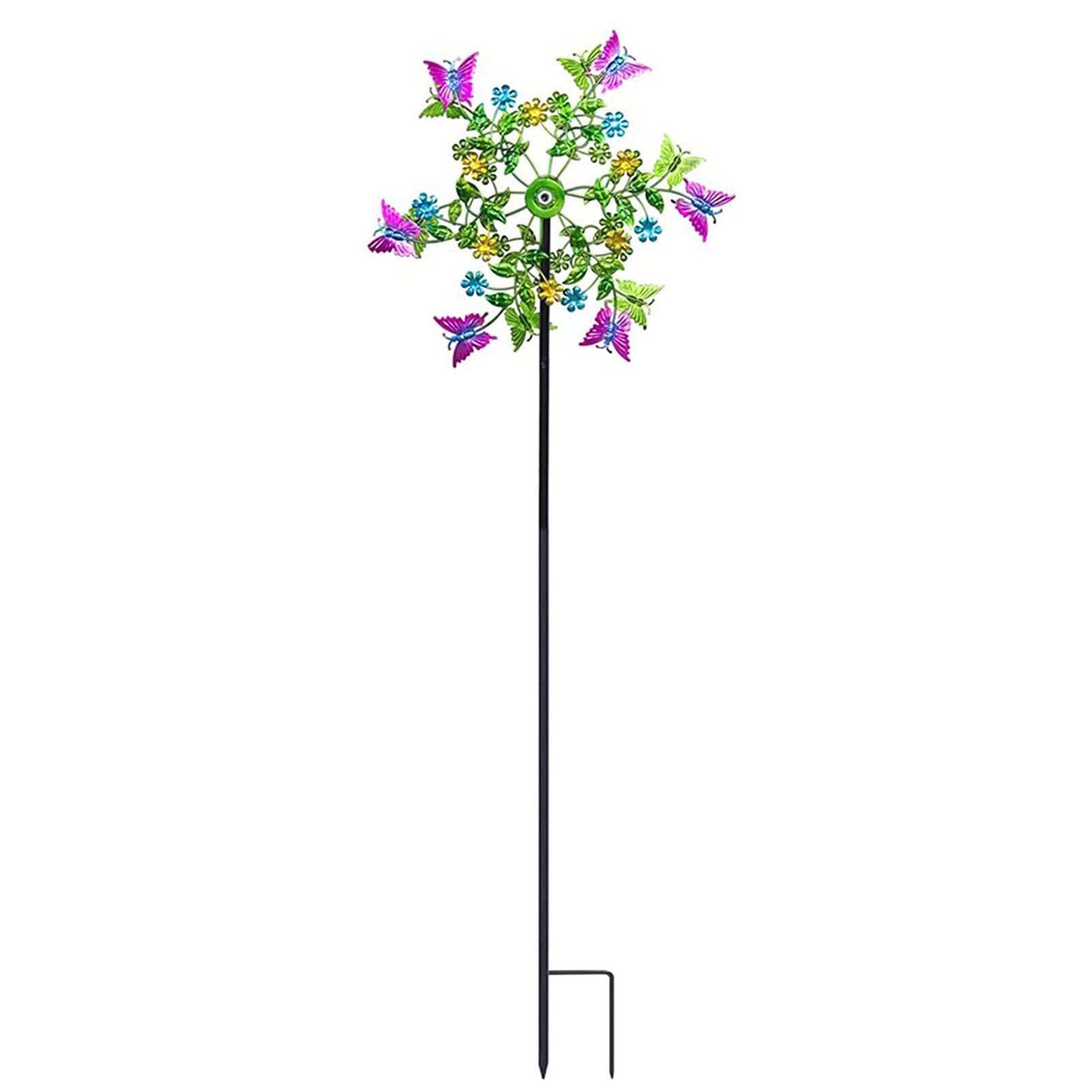 Moulin à vent en métal pour jardin : décoration extérieure en forme de fleur pour patio